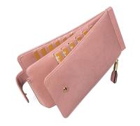 Huztencor Womens Leather Credit Card Holder Wallet RFID Blocking Wallet Women Card Case Purse, Vintage Pink, L