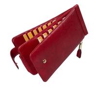 Huztencor Womens Leather Credit Card Holder Wallet RFID Blocking Wallet Women Card Case Purse, Vintage Wine Red, L