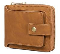 Huztencor Zipper Wallet Men RFID Blocking Leather Bifold Credit Card Wallets (FBA), Vintage Brown, Small, Minimalist