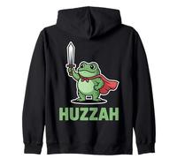 Huzzah Frog Knight Fantasy Ren Faire Jousting Sword Medieval Zip Hoodie