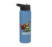 Huzzah Frog Knight Funny Medieval Meme Sword Quote Stainless Steel Insulated Water Bottle