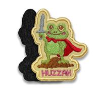 Huzzah Military Style Tactical Patch 3 Inches Funny Frog Knight Meme, Goblincore Sword, Cute Animal, Embroidered Patches with Hook and Loop for Backpack, Dog Harness Morale Patch Gifts for Mom Dad