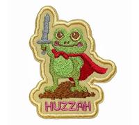 Huzzah Patch 3 Inches Funny Frog Knight Meme, Goblincore Sword, Cute Animal, Iron On/Sew On Embroidery Fabric Applique Patches for Backpack Army Hat, Dog Harness Tactical Military Gifts for Mom Dad