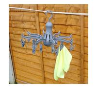 HV HOME VALE Octopus Drying Hanger 8-Claws with 16 Clothes Pegs, Easy to Fold and Store Laundry Airer, Indoor & Outdoor Clothes Dryer, Compact Space Saving Design (Grey)