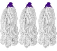 HV - Set of 3 Polyester Mop Heads with Plastic Socket - Mop Head - Mop Head Set - 160 g - White - Made in Spain