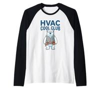HVAC Cool Club Humor Polar Bear Air Conditioning Technician Raglan Baseball Tee