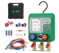 HVAC Manifold Gauges Set 92 Refrigerants Digital Gauges Set Tools with Vacuum & Leak Test Dual Pressure Refrigerant Gauges with LCD Display, HVAC Manifold Digital for R22/R134A/R410A