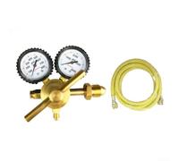 HVAC Nitrogen Regulator CGA-580 Brass Dual Gauge Kit 0-4000 PSI Input 0-800 PSI Output with 6.6ft Hose for Pressure Testing