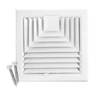 HVAC Premium 12" x 12" [Duct Opening] 3-Way Extruded Aluminum Ceiling Supply Diffuser Duct Cover with Lever-Operated Damper for Air Flow Control [Outer Dimensions: 15" x 15"]