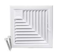 HVAC Premium 12" x 12" [Duct Opening] Corner Direction Extruded Aluminum Ceiling Supply Diffuser Duct Cover with Lever-Operated Damper for Air Flow Control [Outer Dimensions: 15" x 15"]