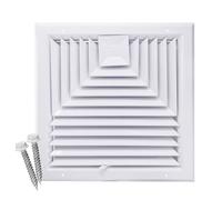 HVAC Premium 14" x 14" [Duct Opening] 3-Way Extruded Aluminum Ceiling Supply Diffuser Duct Cover with Lever-Operated Damper for Air Flow Control [Outer Dimensions: 17" x 17"]