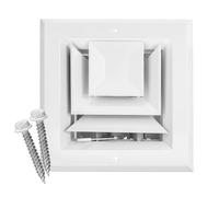 HVAC Premium 6" x 6" [Duct Opening] 3-Way Extruded Aluminum Ceiling Supply Diffuser Duct Cover with Lever-Operated Damper for Air Flow Control [Outer Dimensions: 9" x 9"]
