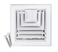 HVAC Premium 8" x 8" [Duct Opening] 3-Way Extruded Aluminum Ceiling Supply Diffuser Duct Cover with Lever-Operated Damper for Air Flow Control [Outer Dimensions: 11" x 11"]