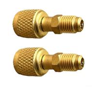 HVAC Quick Connect Adapter, 2 Pcs Brass Tank Fitting Adapter For R32 R454B 1/4 To 1/4inch, With Anti-blowback Mechanism