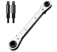 HVAC Service Flat Wrench Tools:3/16” to 3/8” 5/16'' x 1/4''Air Conditioner Valve Flat Ratchet Wrench with 2 Hexagon Bit Adapter Kit for Air Refrigeration Tools and Equipment Repair Tools Clearance