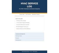 HVAC Service Log: 100 Service Call Logs with System Diagnostics, Parts Tracker, Refrigerant Record, 4 Preventive Maintenance Checklists, EPA 608 ... and Customer Directory for HVAC Technicians