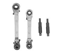 HVAC Service Wrench, 3/8 to 1/4in 5/16 to 1/4in Stainless Ratchet Tool | Stainless Steel Build Refrigeration Repair Tool Air Conditioner Maintenance Portable Compact Reversible Double Headed Wrench
