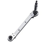 HVAC Service Wrench, Refrigeration Ratcheting Curved Wrench 3/8” 1/4” 5/16'' 3/16'' AC Wratchet Tool with Hex Bit Adapter UIInosoo for Air Conditioning, Refrigeration Equipment, Gas Furnace