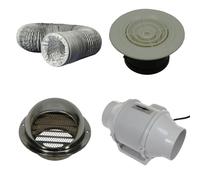 HVAC Spares 125 mm / 5 inch Inline Mixed Flow Fan, Extractor Fan, 2 speed, 218 m³/h, Enclosed Electric Fan Ventilation for Kitchen Bathroom Shower Grow Room Hydroponics [Fan + Full Ventilation kit]
