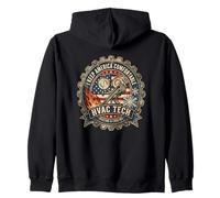 HVAC Tech I Keep America Comfortable Heating Cooling Badge Zip Hoodie