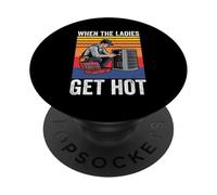 HVAC Tech Technician Retro When The Ladies Get Hot PopSockets Adhesive PopGrip