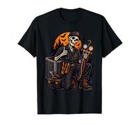 HVAC Technician Skeleton Halloween Spooky AC Repairman Mech Value Graphic T-Shirt