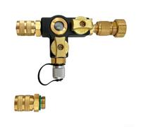 HVAC Vacuum Gauge Valve with Magnetic Base(multi) | 3-port design, evacuates and tests simultaneously, all-copper body, 11.5cm length, fits standard fittings