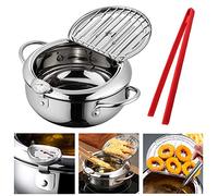 Hvanam Deep Fryer, 3.4L 304 Stainless Steel with Oil Thermometer & Oil Drop Tray, Non-Stick for Home Frying Chicken, Chips, Fish & Shrimp