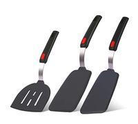 Hvanam Silikon-Pfannenwender-Set, große und dünne Pfannenwender, hitzebeständig, 315 °C, geschlitzt, flexibler Pfannenwender, Omelette, Hamburger (3 Stück)