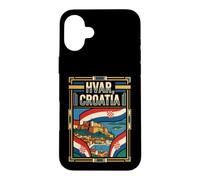 Hvar Croatia Flag Vintage Coastal Travel Art Case for iPhone 16 Plus