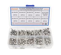 HVAZI #4-40 UNC Stainless Steel Hex Socket Head Cap Screws Hex Nuts Assortment Kit
