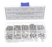 HVAZI #4-40 UNC Stainless Steel Phillips Flat Head Machine Screws Nuts Assortment Kit