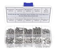 HVAZI #4-40 UNC Stainless Steel Phillips Pan Head Machine Screws Nuts Assortment Kit