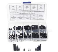 HVAZI M2 Nylon Hex Male-Female Spacer Standoffs Screw Nut Assortment Kit (Black)