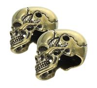 HVBIHRJIP 2pcs Brass Skull Head Charm Intricate Antique Bead for Halloween Jewelry Making Hole Diameter Punk Style Keychain Ornament for DIY Crafts and Unique Decorations