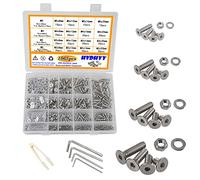 HVDHYY 1065pcs M2 M3 M4 M5 Bolt and Nut set Machine Phillips Pan Head Screws & Nuts & Washers Assortment kit 304 Stainless Steel Button with a Reusable Storage Box (4 Hex Wrenches)