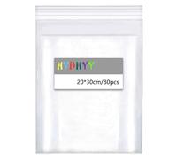 HVDHYY 200mmx300mm Grip Seal Bags Large Resealable Clear Plastic 160µ 80pcs Plastic Bags Packaging for Snacks for Shoes,Clothing Storage