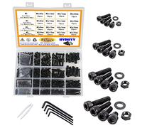 HVDHYY 945pcs Nut and Bolt set M2 M3 M4 M5 Black Machine Screws & Nuts & Washers Assortment kit Hex Socket Button with a Reusable Storage Box (4 Hex Wrenches)