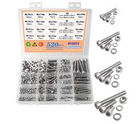 HVDHYY M3 M4 M5 M6 Nut and Bolt set Machine Screws & Nuts & Washers Assortment kit 304 Stainless Steel Hex Socket Button with a Reusable Storage Box (520pcs )