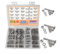 HVDHYY M3 M4 M5 M6 Nut and Bolt Set Machine Screws & Nuts & Washers Assortment kit 304 Stainless Steel Outer Hexagon Head Button with a Reusable Storage Box (520pcs)