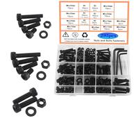 HVDHYY M5 M6 M8 Hex Socket Head Screws & Nuts with Washers Assortment Kit, 3 Wrenches, 295pcs - Black