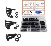 HVDHYY M5 M6 M8 Nuts and Bolts Set Black Bolt Hex Flat Head Machine Screws & Nuts & Washers Assortment kit Hex Socket With a Reusable Storage Box 3 Wrenches 310pcs
