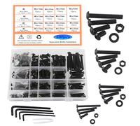 HVDHYY Nut and Bolt Set M3 M4 M5 M6 Black Button Head Machine Screws & Nuts & Washers Assortment kit Hex Socket With a Reusable Storage Box 4 Hex Wrenches 500pcs