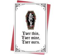 hvdler Gothic Halloween Love Card, Spooky Skeleton Anniversary Card for Boyfriend Girlfriend, Goth Romantic Valentine's Day Gift, Ever Thine Ever Mine Ever Ours