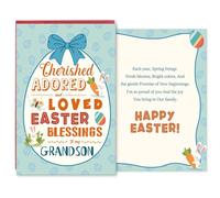 hvdler Grandson Happy Easter Card, Heartfelt Easter Card for Grandson, Boys Easter Gift from Grandma Grandpa