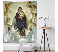 HVEST Christian Tapestry Virgin Mary and Jesus Christ in Paradise Wall Hanging Angels in Heaven Tapestries for Bedroom Living Room Dorm Wall Decor Party Backdrop,40Wx60H inches