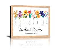 HVFIOM Personalised Birth Month Flowers Canvas Prints Gift with Your Kid's Names, Mother's Garden for Mother's Day Christmas Birthday Gifts for Mom Grandma Wife from Son Daughter Husband Grandkids