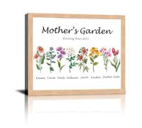 HVFIOM Personalised Birth Month Flowers Canvas Prints Gifts with Your Kid's Names, Mother's Garden for Christmas Mother's Day Gifts for Mom Grandma Wife from Son Daughter Husband Grandkids