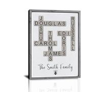 HVFIOM Personalised Custom Christmas Crossword Scrabble Canvas Prints Gifts with Your Family Names, Christmas Birthday Gifts for Mom, Dad, Grandma, Grandpa, Families, Friends