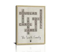 HVFIOM Personalised Custom Christmas Crossword Scrabble Canvas Prints Gifts with Your Family Names, Christmas Birthday Gifts for Mom, Dad, Grandma, Grandpa, Families, Friends